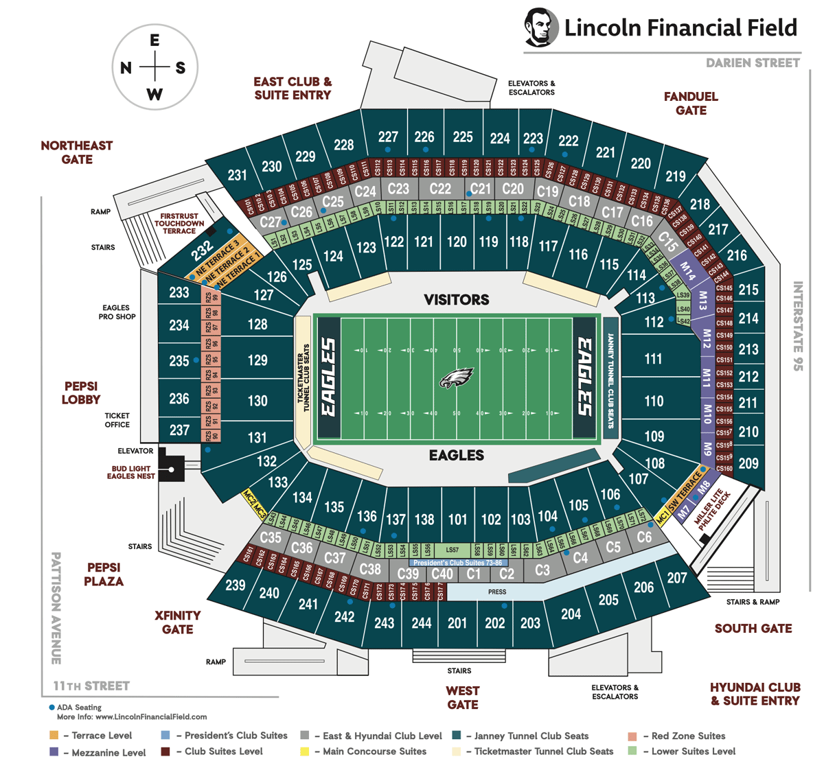 Seating Bowl Diagram of Lincoln Financial Field